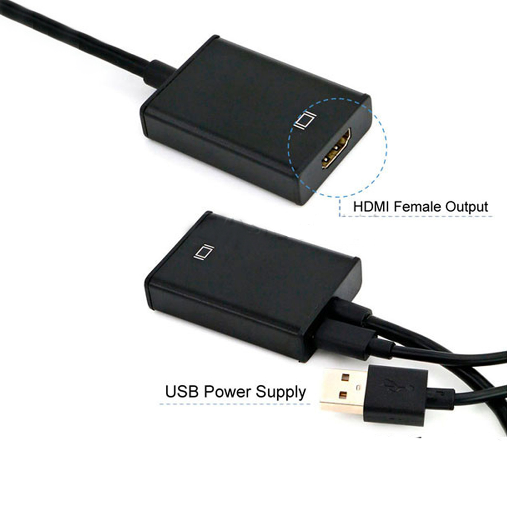 "Sleek Black VGA to HDMI Adapter with Audio Cable