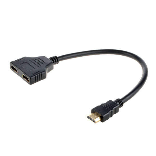 HDMI Male to 2 HDMI Female 1 In 2 Out Splitter Converter Adapter - Image 2