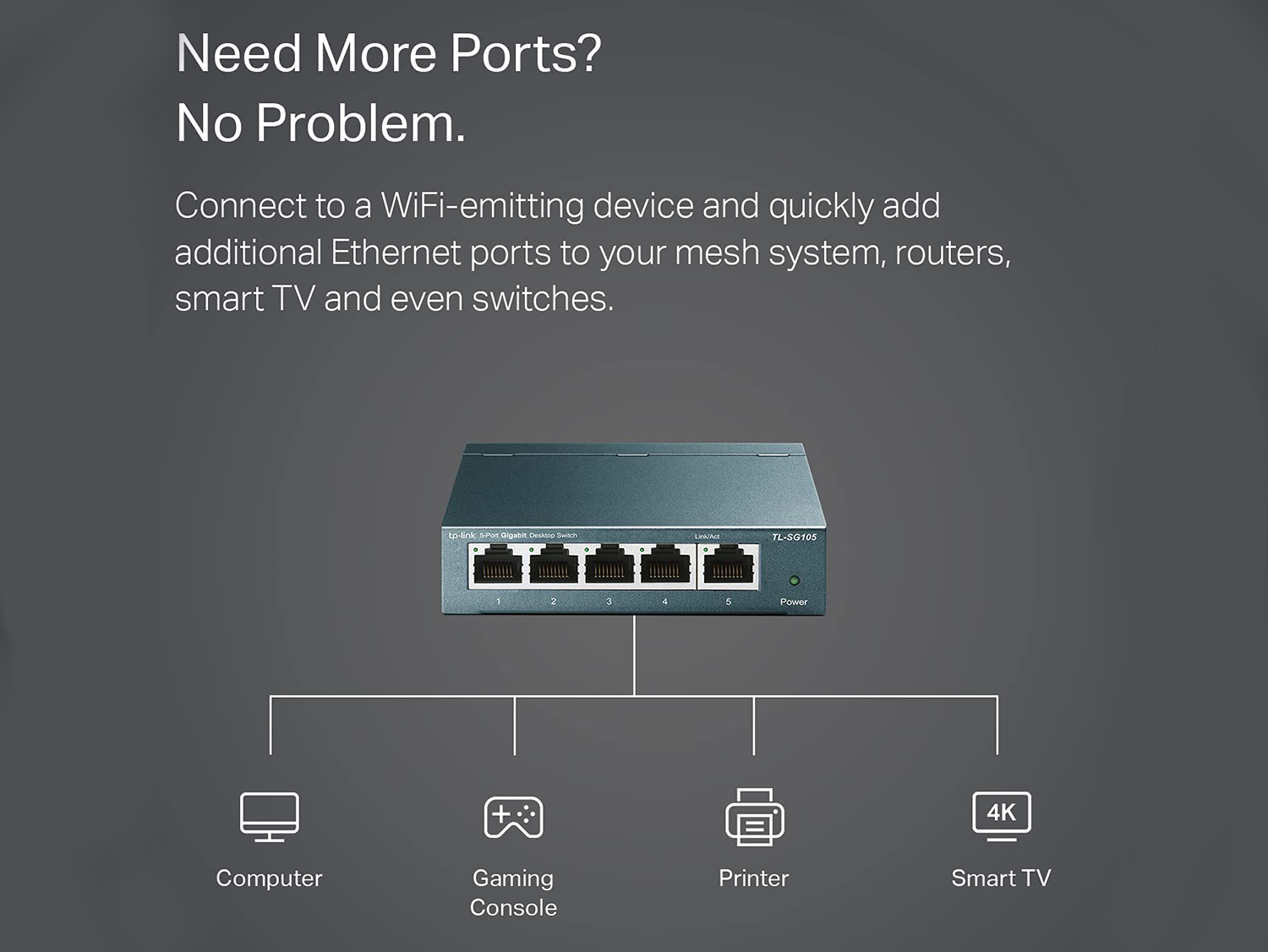 TP-Link Network 5 Port Gigabit Switch - TL-SG1005P