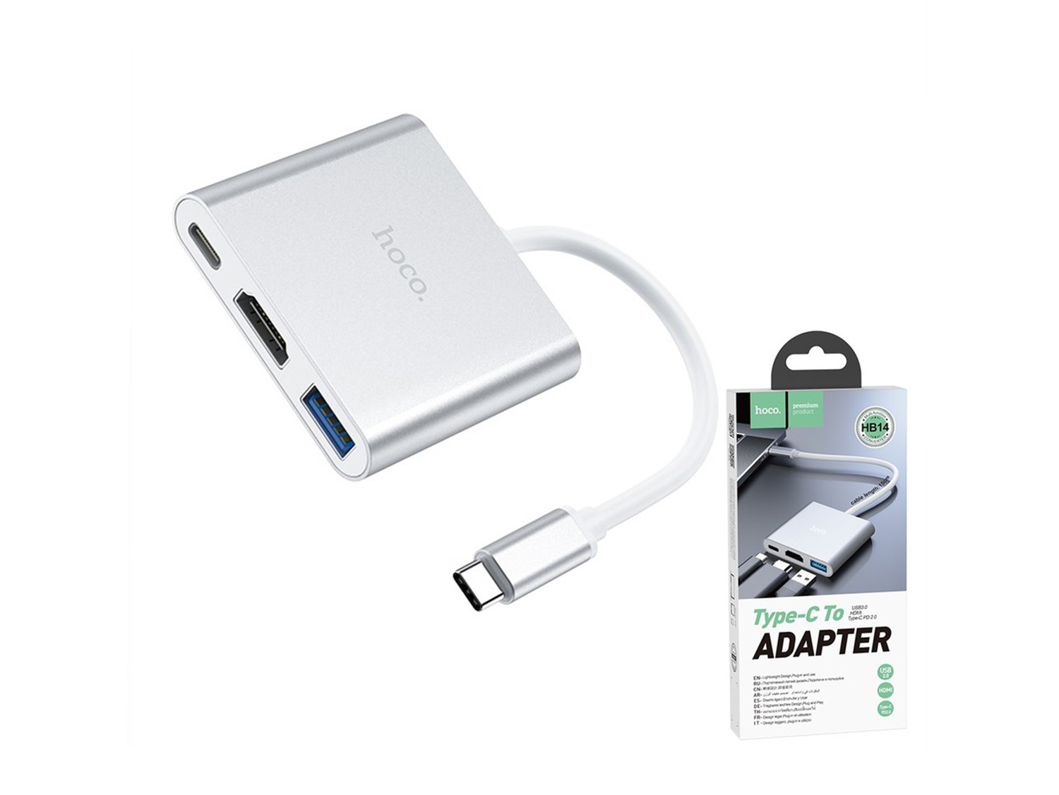 HOCO USB Type-C to USB 3.0 + HDMI + USB Type-C (Power Delivery) – HB14