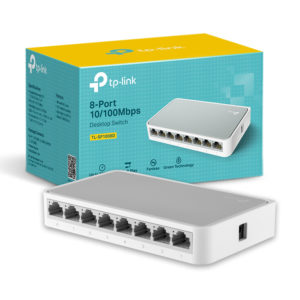 TP Link 8 Port Switch Package and Switch