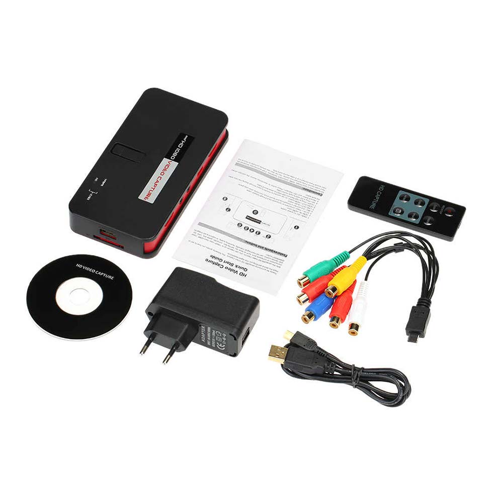Package Contents: ezcap284 HD Capture, Remote Control, AV Cable, DC Adapter, Manual