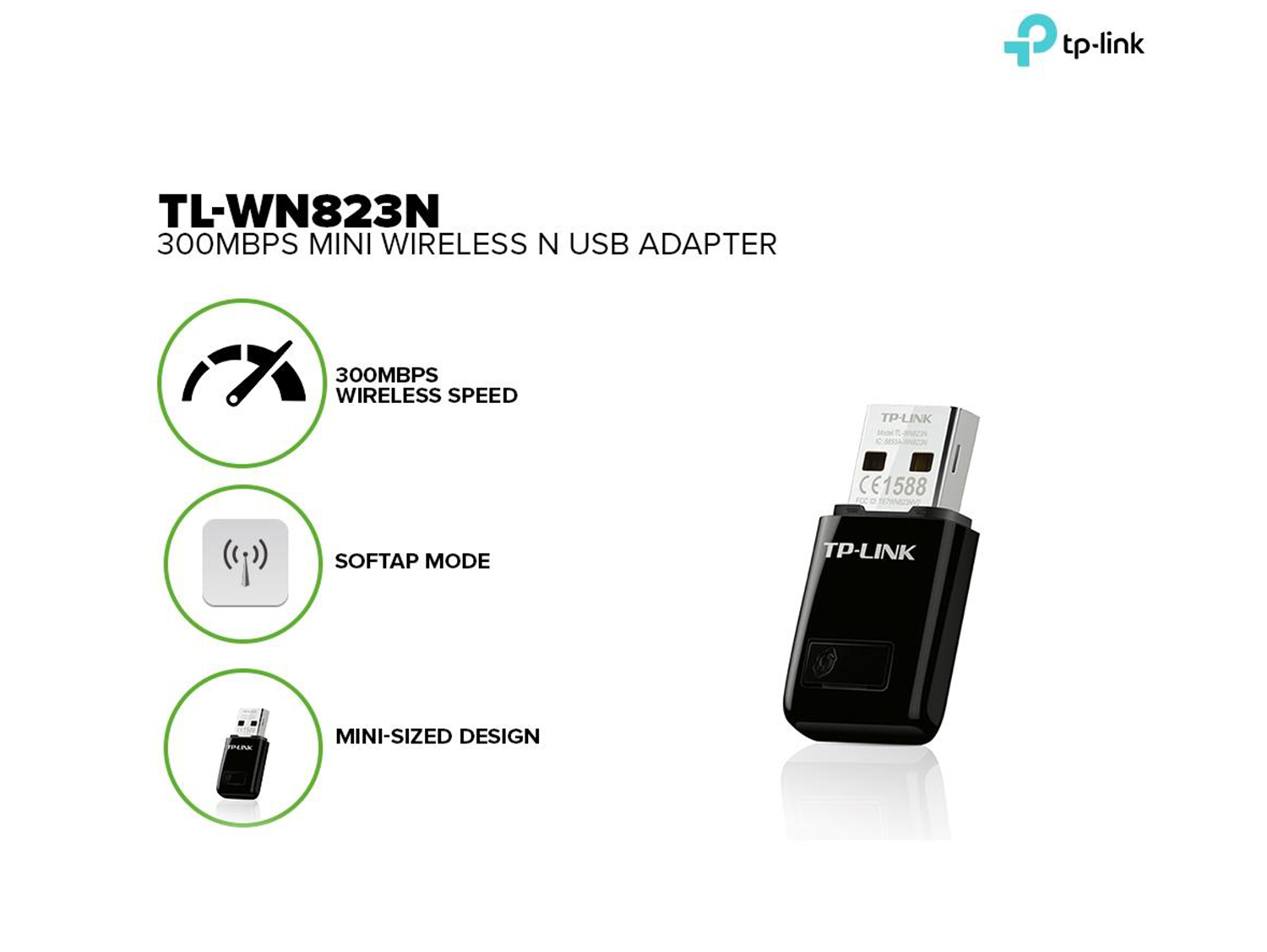 TP-Link 300Mbps Mini Wireless N USB Adapter – TL-WN823N