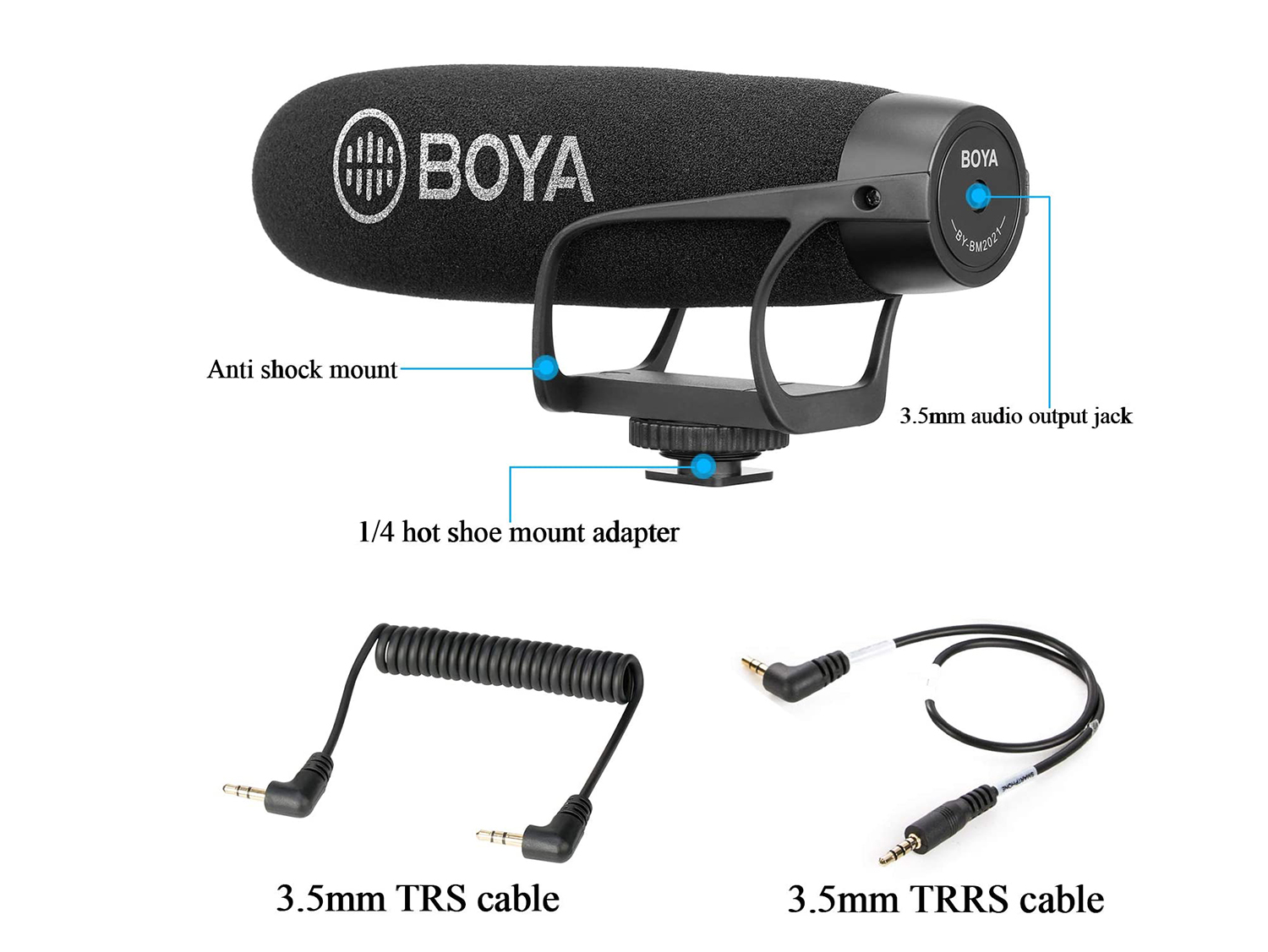 BOYA BY-BM2021 Wired On-Camera Super-Cardioid Shotgun Microphone