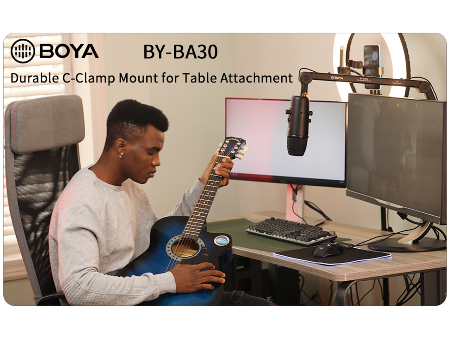 BOYA BY-BA30 Microphone Boom Arm with C-Clamp Mount