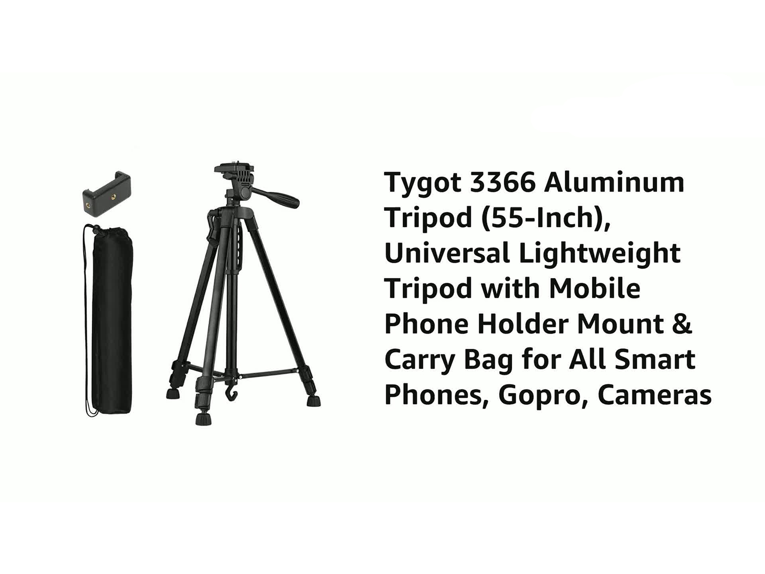 Portable Aluminum 3366 Tripod Universal Lightweight with Mobile Phone Holder