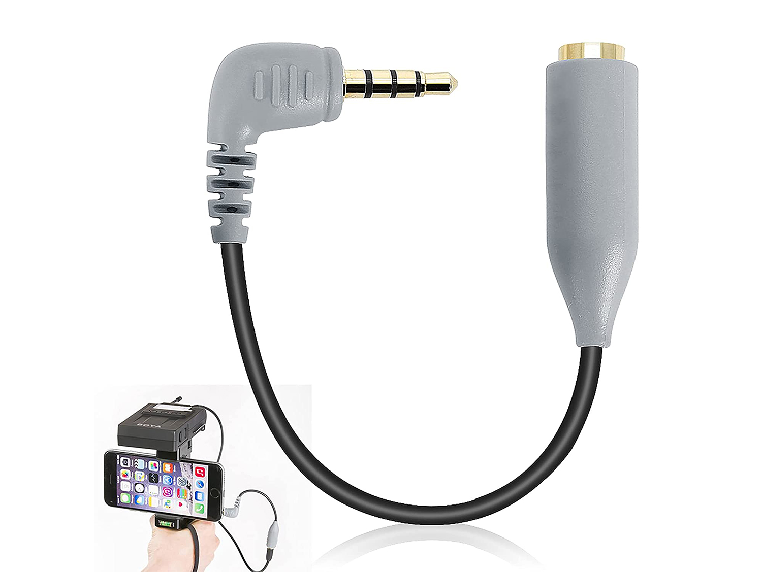 BOYA BY-CIP2 3.5mm TRS Female to TRRS Male Microphone Adapter Cable for Smartphones