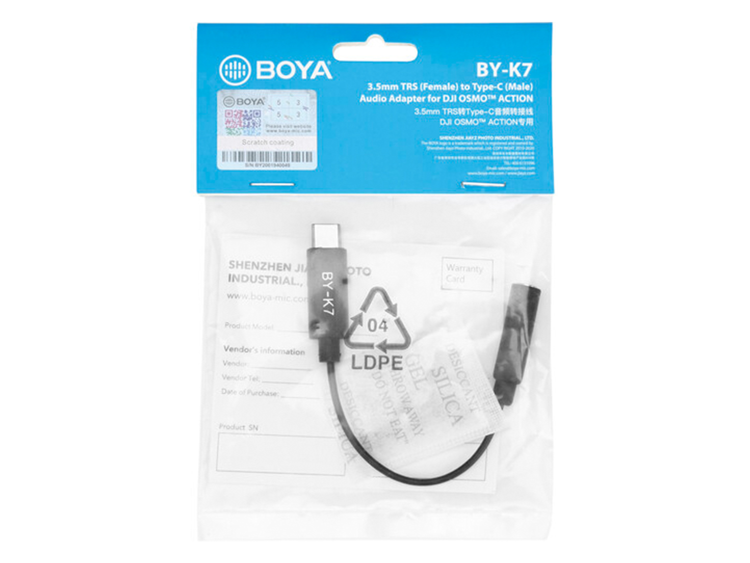 BOYA BY-K7 Female 3.5mm TRS to Male USB Type-C Adapter Cable