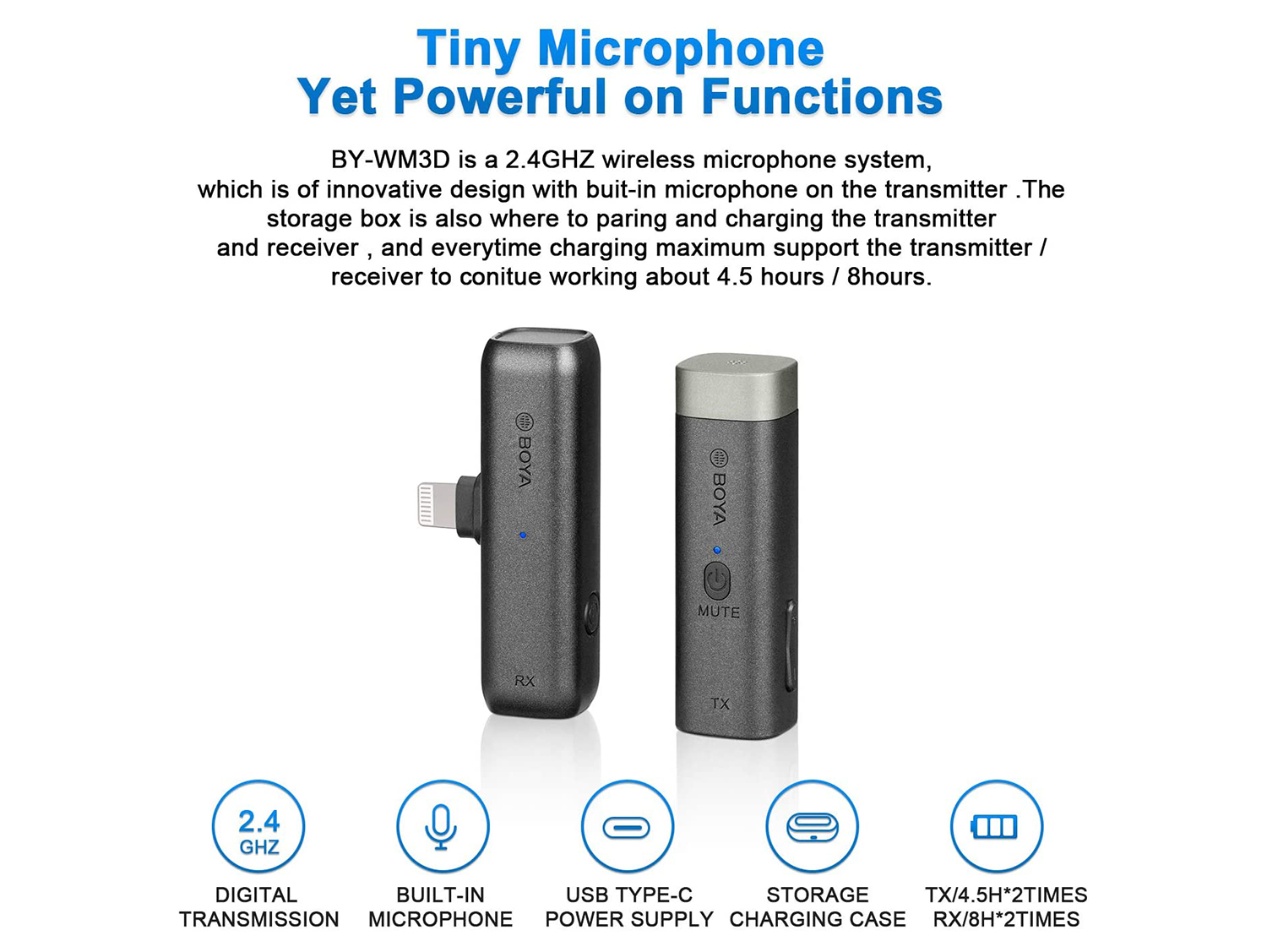 BOYA BY-WM3D Digital True-Wireless Microphone System for iOS Devices