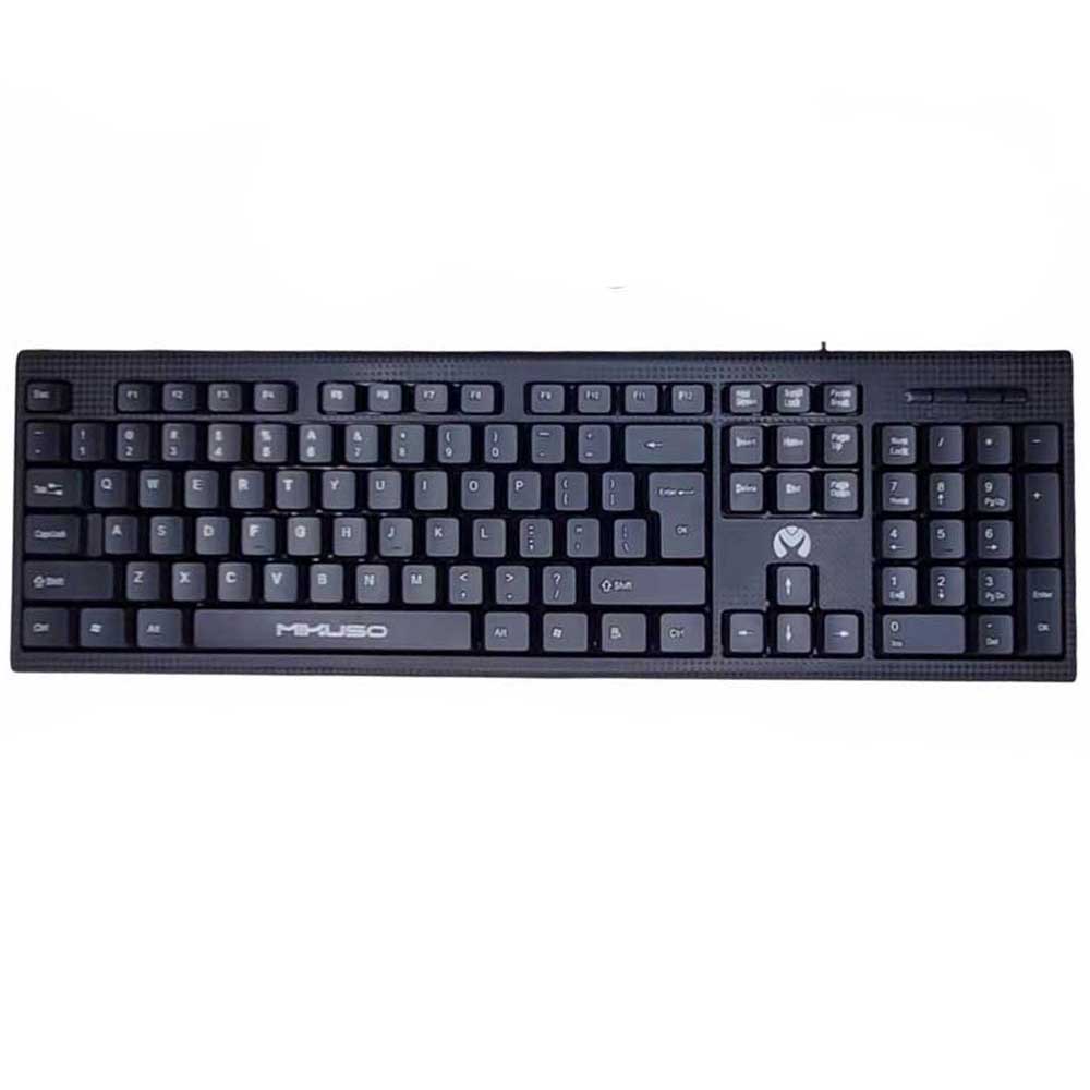 MIKUSO KB-049U Wired Keyboard on desk showcasing sleek design