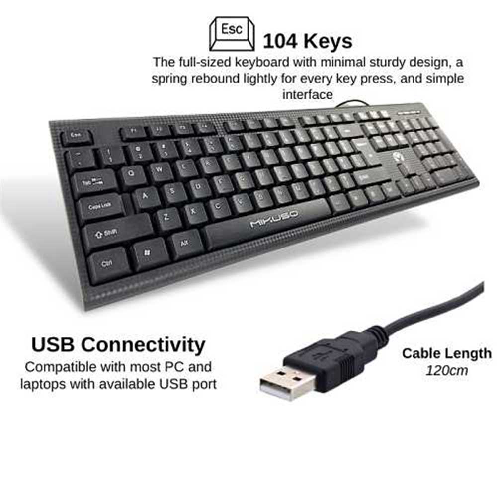 Elegant MIKUSO KB-049U Wired Keyboard with 104 key layout