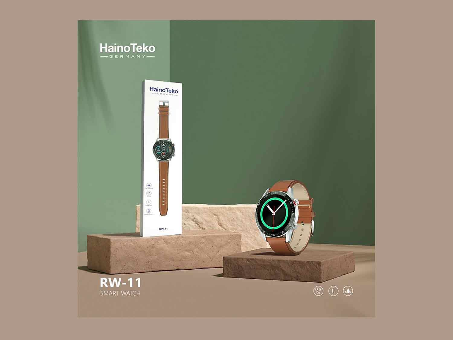 Hainoteko RW-11 Smart Watch showcasing high-resolution display"