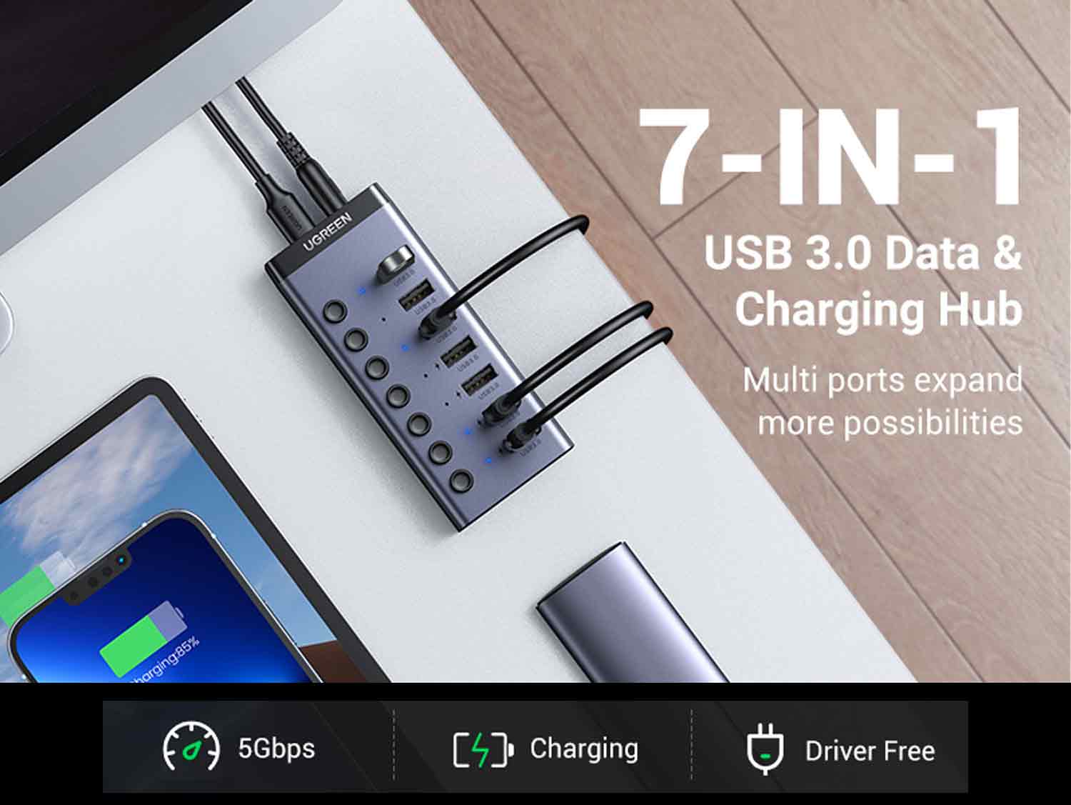 USB-C To 7 Port USB