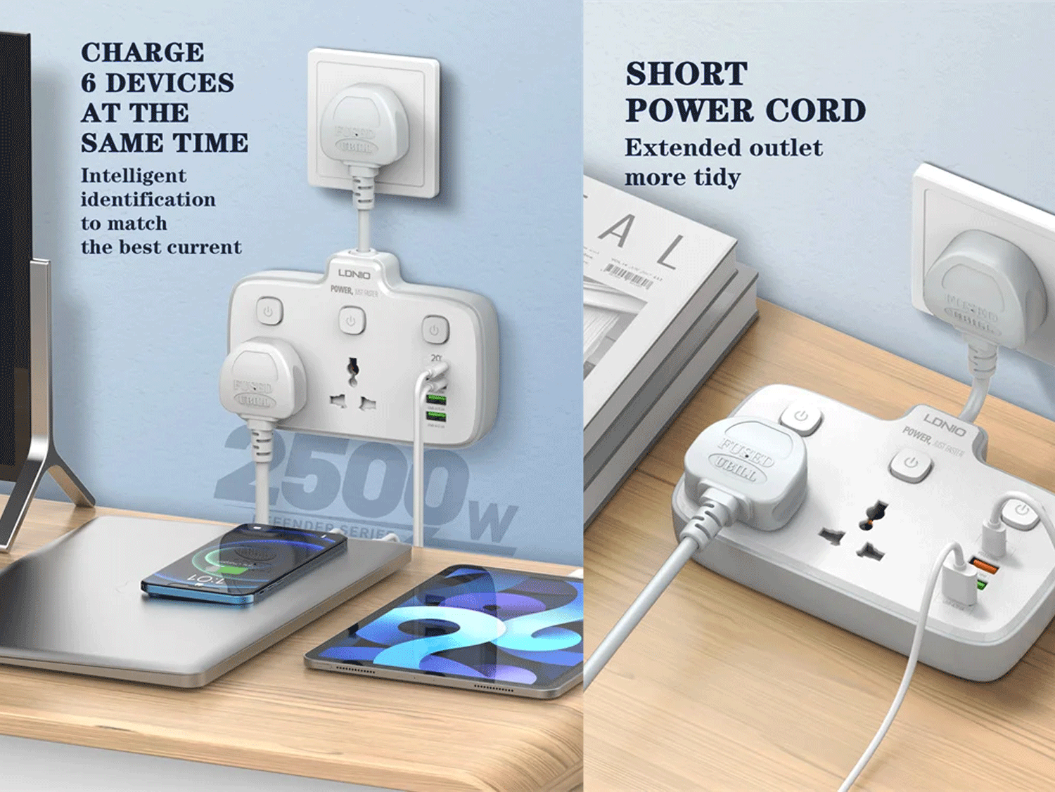 LDNIO SC2413 Universal Outlets Power Strip Outlet Wall Electric Plug 