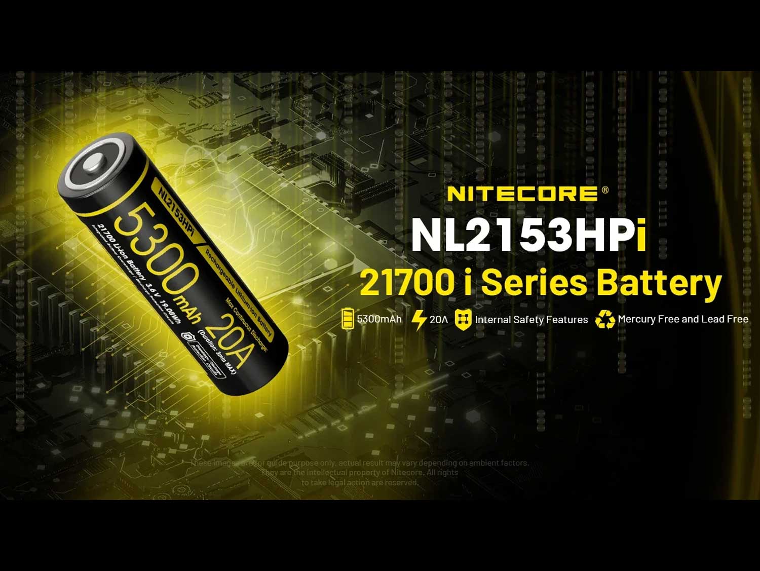 NITECORE 21700 Battery 5300mAh 20A 3.6V Li-ion Rechargeable Battery