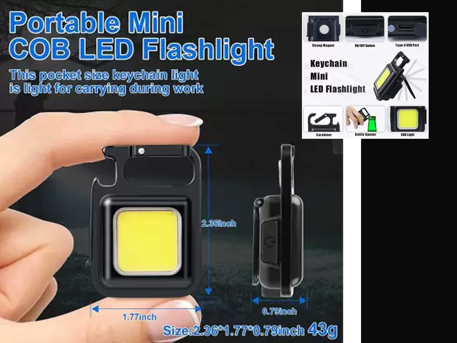 C0B Rechargeable Keychain Light