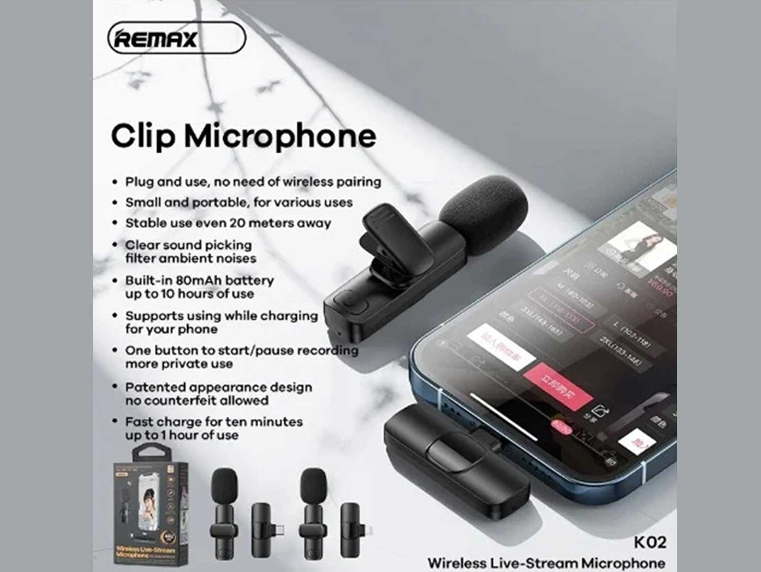 Remax K02 Wireless Lightning Microphone