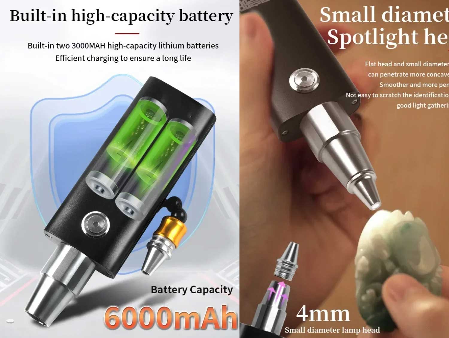 Gem Torch 3 LED Battery and Charger Inclusions