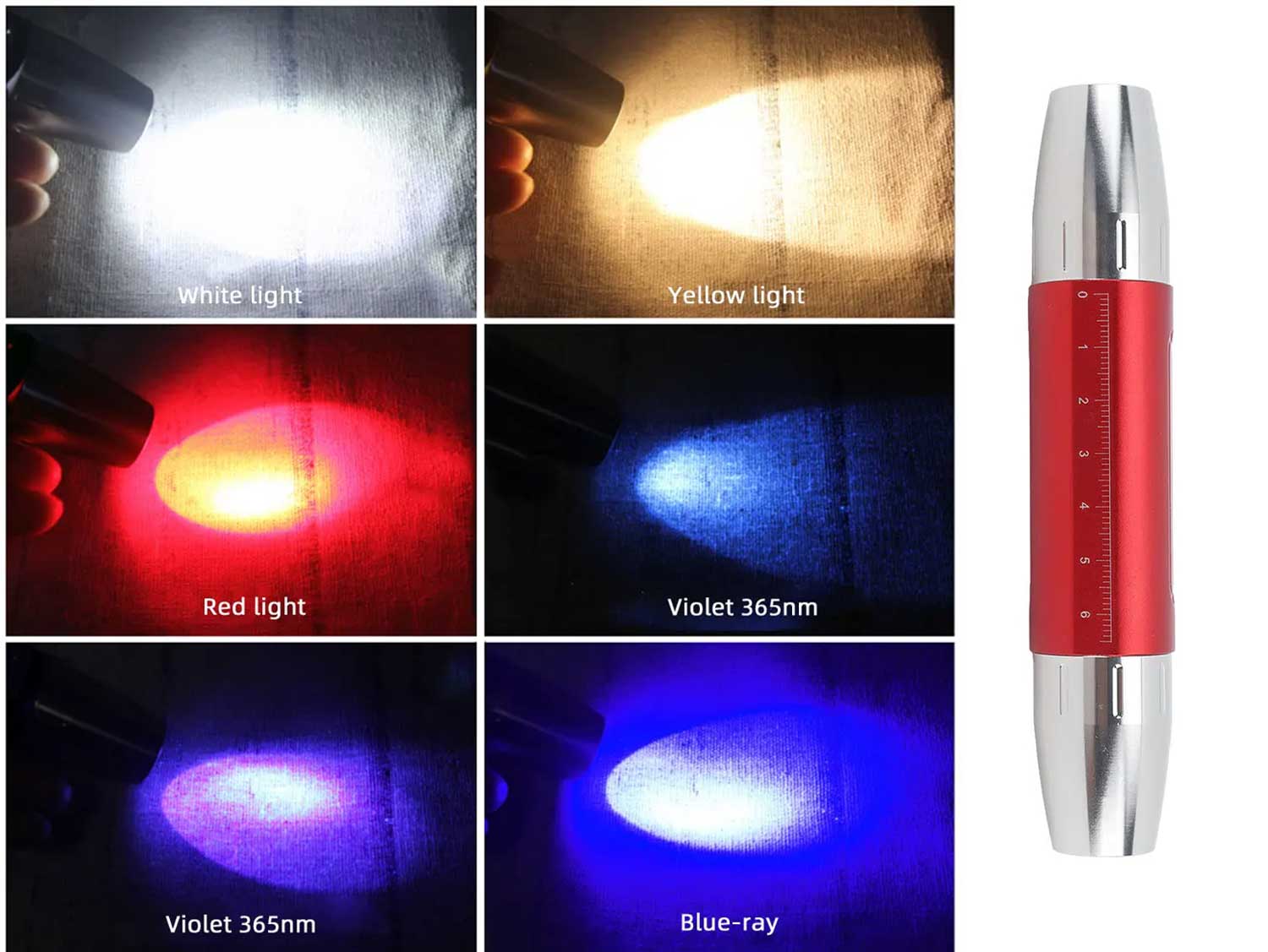 LED and UV 6 Light Rechargeable Gem Torch