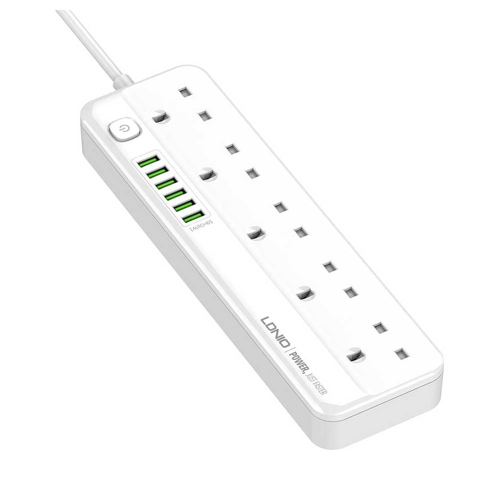 LDNIO SC5614 Power Strip Surge Protector with 5 AC Outlets + 6 USB Extension Power Cord