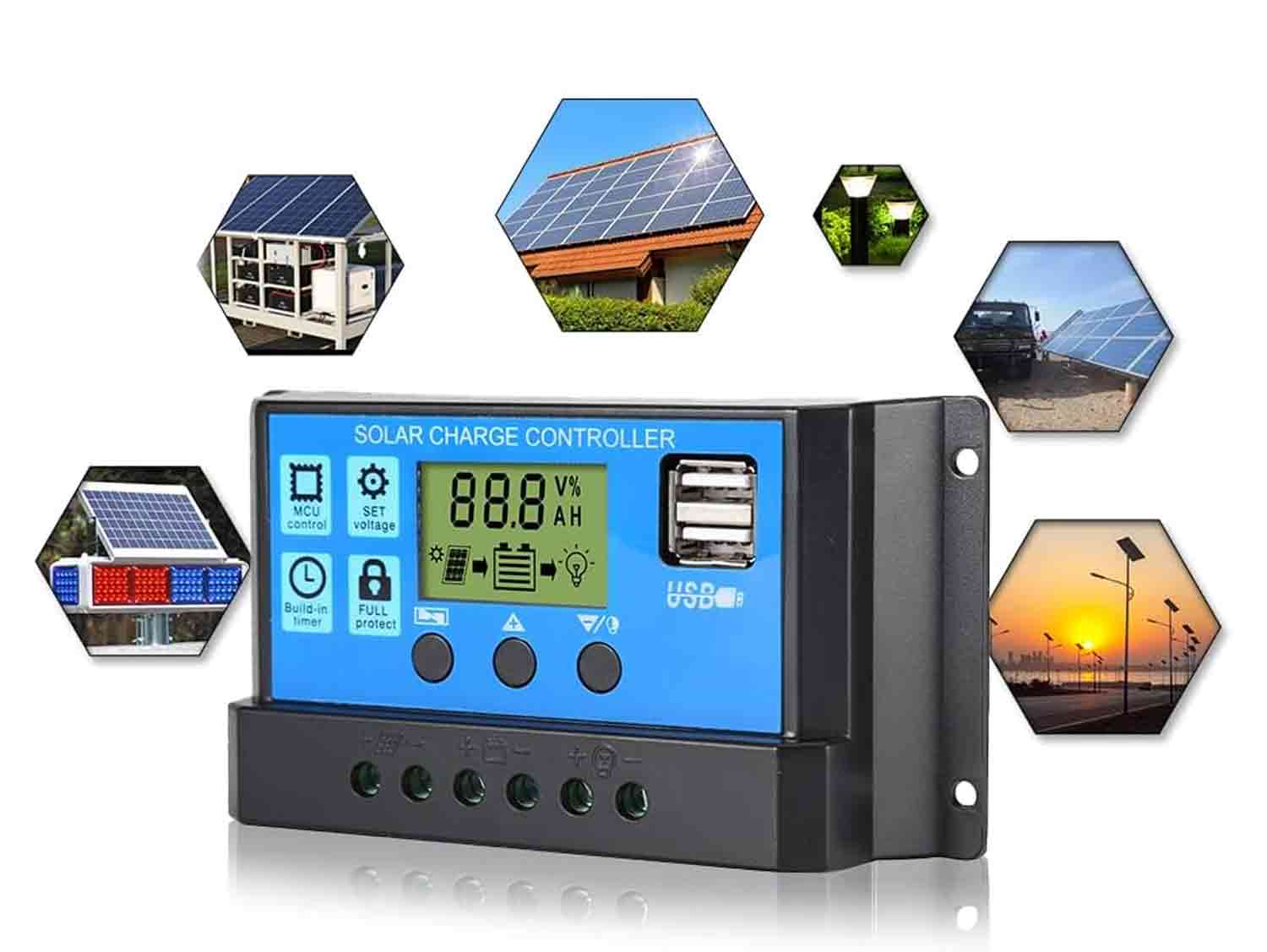 Anern 30A Solar Charge Controller 12V/24V