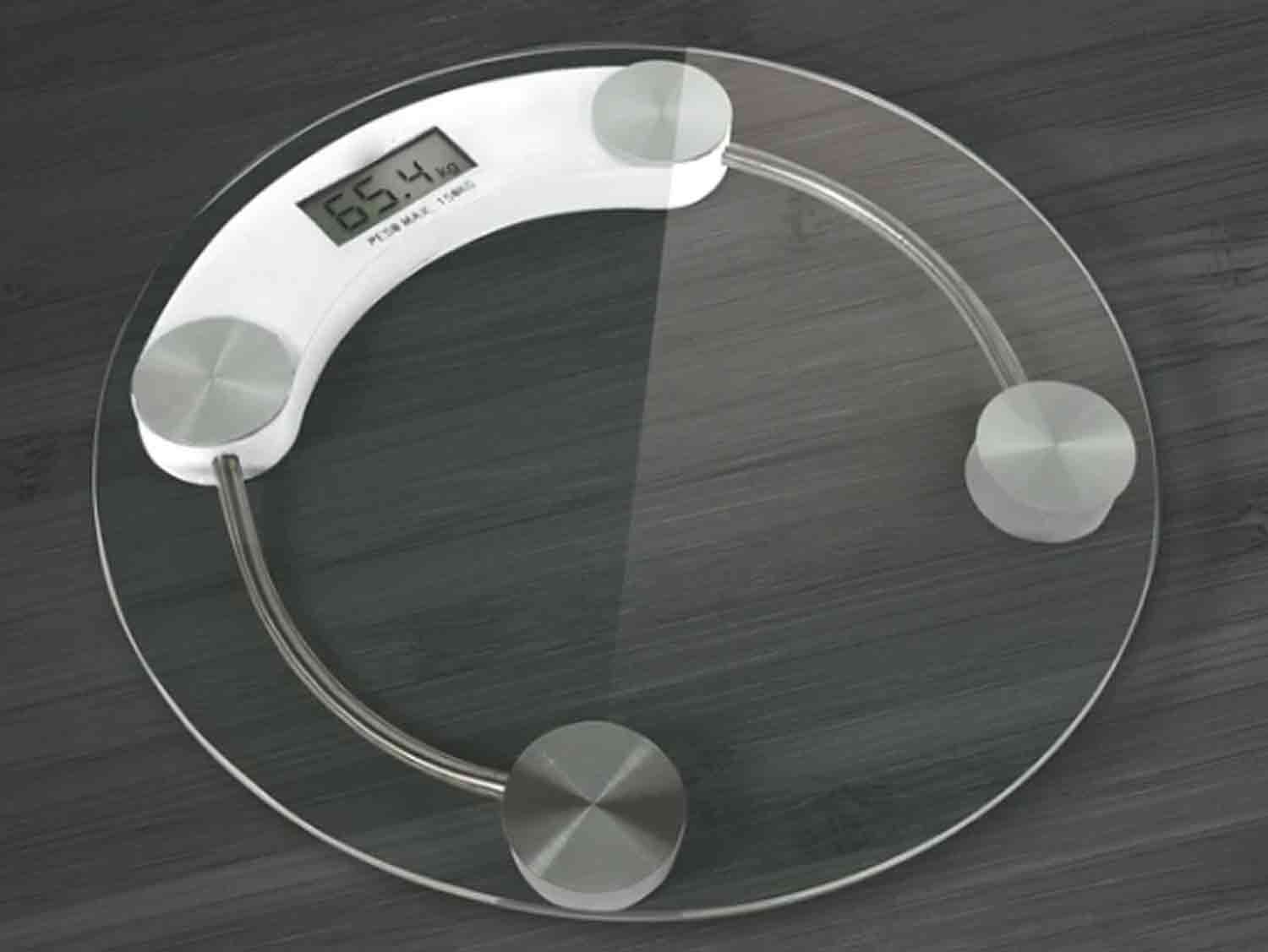Round glass digital bathroom scale 150 kg