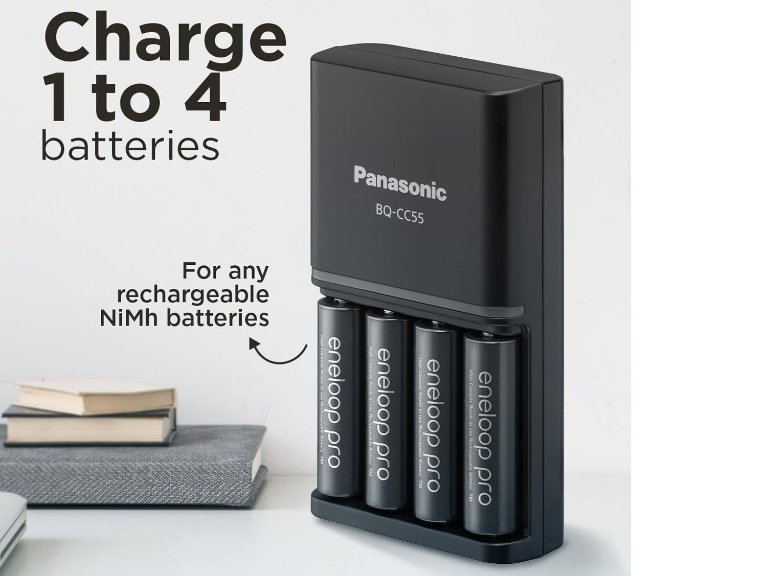Panasonic Eneloop Pro Rechargeable AA Ni-MH Batteries with Charger