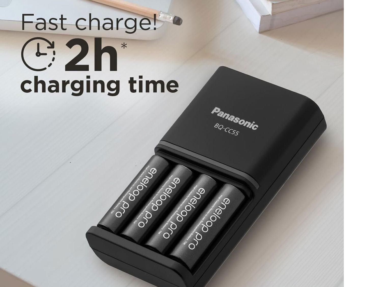 Panasonic Eneloop Pro Rechargeable AA Ni-MH Batteries with Charger