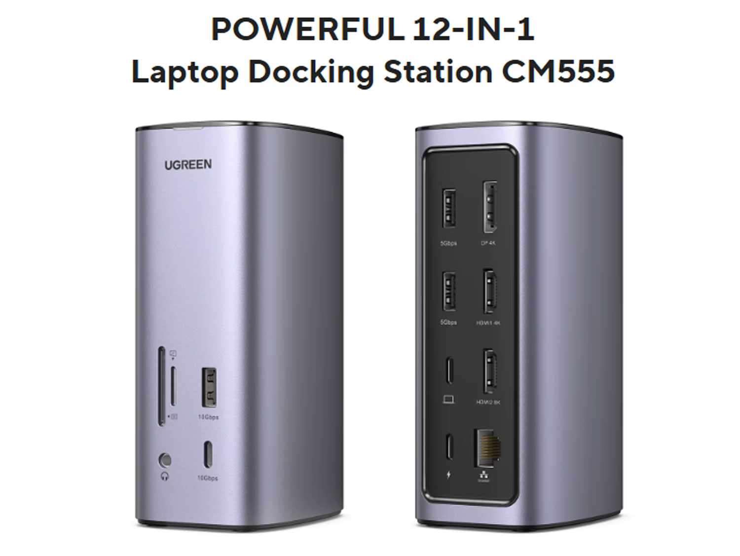 UGREEN  docking station 12-in 1 USB-C to 8 k HDMI Display Port  “ABCD” Triple Display Rj45