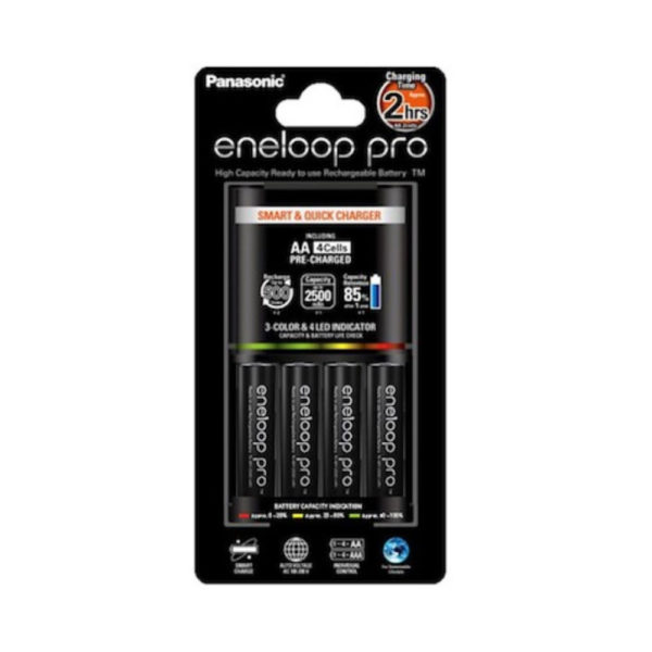 Panasonic Eneloop Pro Rechargeable AA Ni-MH Batteries with Charger
