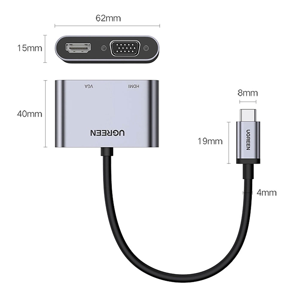 Ugreen 4-in-1 USB-C - HDMI / VGA / USB-A 3.0 / USB-C PD adapter